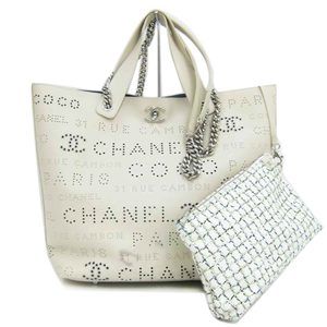 Chanel Punching Leather Tote Bag